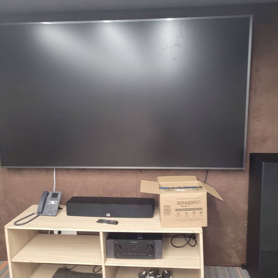 Tower speakers and subwoofer, installed